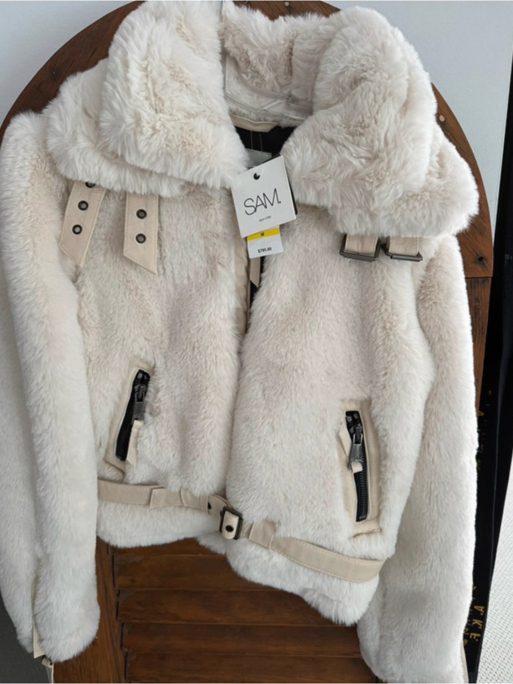 SAM nyc Penelope Cream Faux Fur Teddy ski Jacket NWT